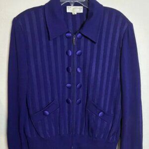 St. John Womens 2 Piece Jacket And Inner Top Blue Large Classic Comfort Oldmoney